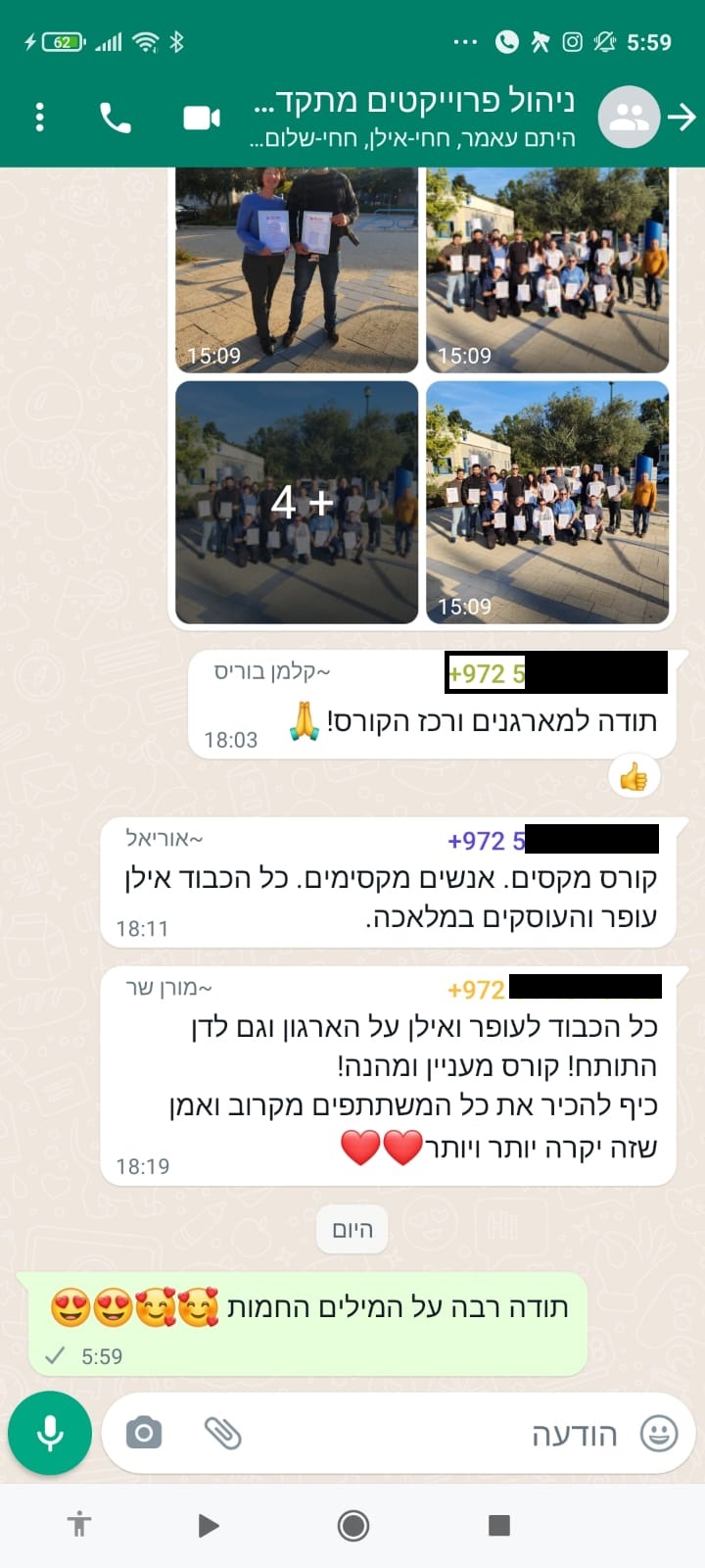 בוגרי קורס ניהול פרויקטים מתקדם של חברת החשמל